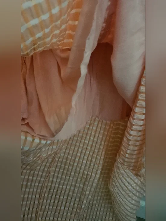 Pearl + Sea Orange Gingham Maxi Dress | Boho V-Neck Button Front Tiered Peach US - Picture 10 of 10